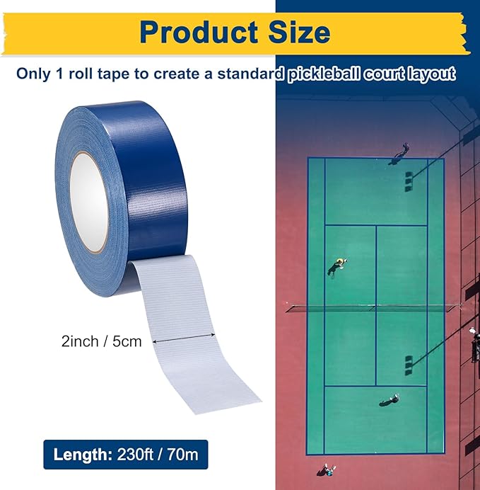 Pickleball Court Tape, Outdoor Pickleball Lines, No Residue Court Marking Kit for Temporary/Gym/Tennis/Driveway/Badminton/Backyard/Sport
