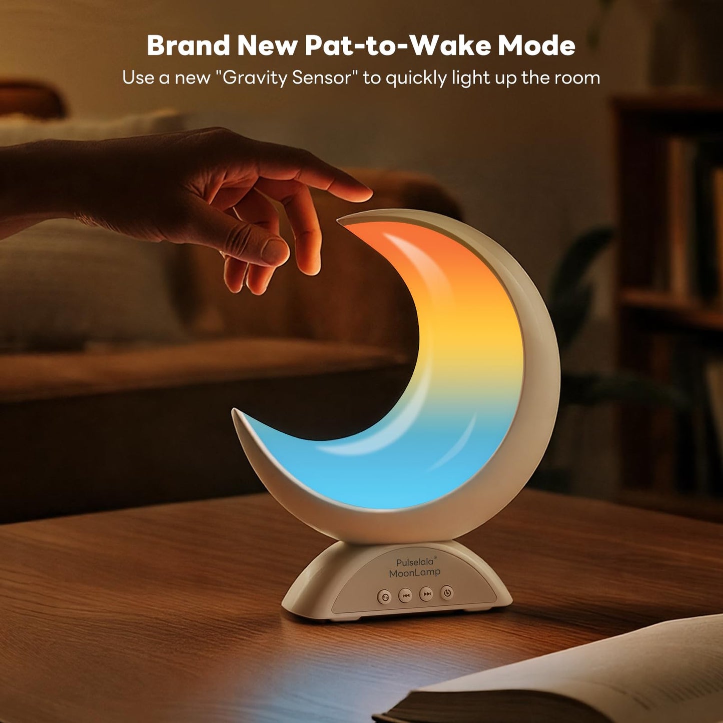Pulselala Touch Moon Table Lamp with RGB Adjustable Light, Scene Mode and Music Mode, Warm White LED Moon Light, Suitable for Home Decoration, Bedroom Living Room Desk.