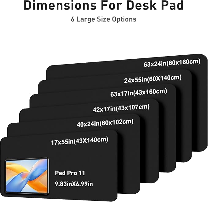 Aothia Faux Leather Desk Mat - Large Mouse Pad, Non-Slip PU Leather Blotter, Waterproof Writing Surface for Office and Home (Black, 42" x 17")