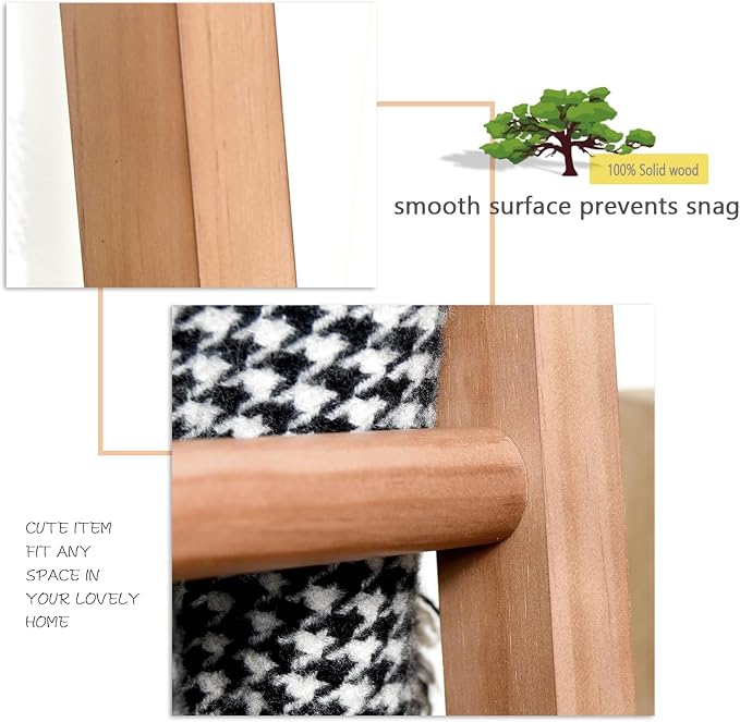 FUIN 6ft Wooden Natural Blanket Ladder Living Room Decorative Wall Leaning Farmhouse Quilt Display Holder Rustic Wood Towel Rack for Bathroom