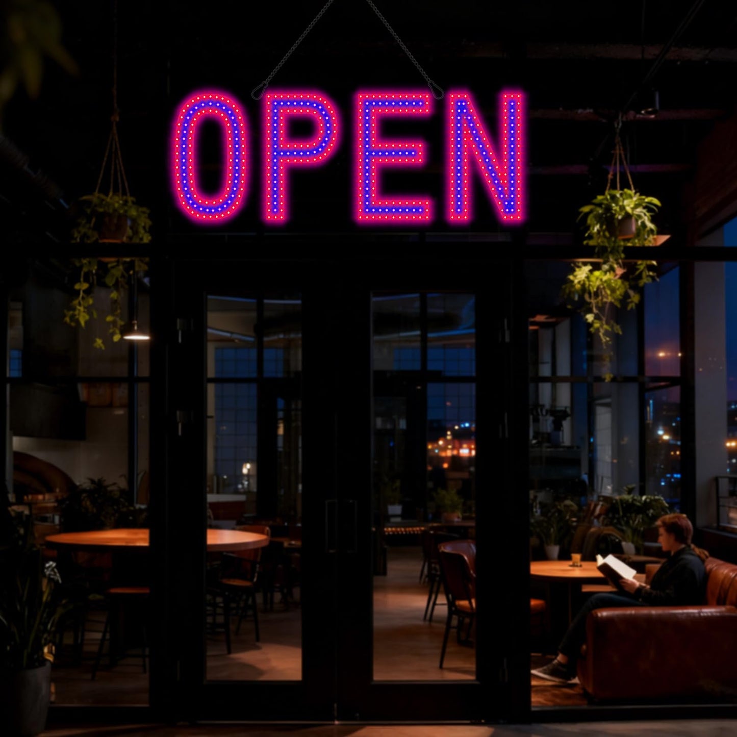 LED Open Signs for Business, exTopGoal 30"x10" Large Ultra Bright Open Sign with Remote Control, Dimmable Business Open Sign for Store Shop Storefront Window Door Wall- Red&Blue