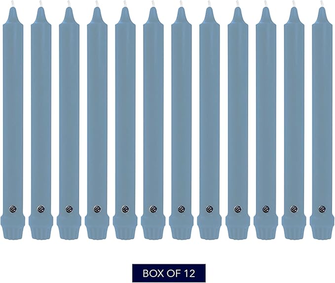 Colonial Candle Unscented Taper Candle, Classic Collection, Wedgewood, 12 in, Pack of 12 - Up to 10 Hours Burn