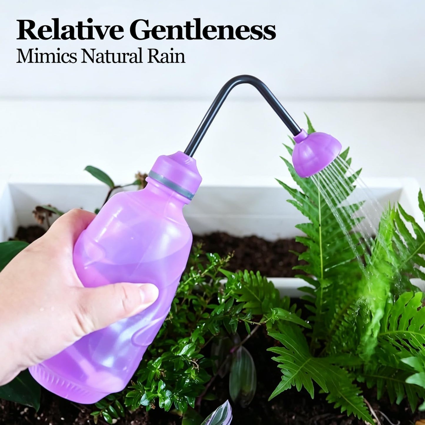 Watering Can for Seedlings, Small Watering Can for House Plant Garden Flower 0.45L (Purple)
