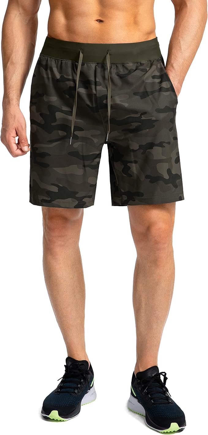 Men's Running Shorts with Zipper Pockets 9 Inch/ 7 Inch / 5 Inch Lightweight Quick Dry Gym Workout Athletic Shorts for Men(7 inch)