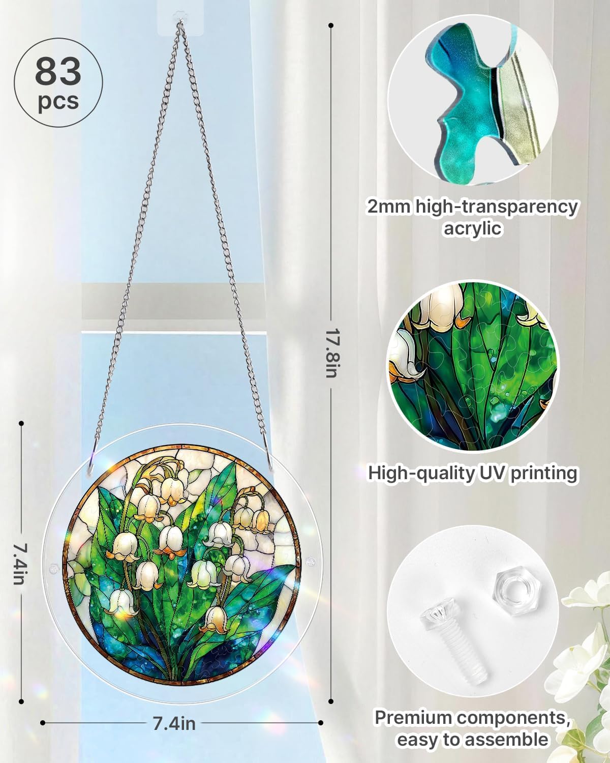 Jigsaw Puzzle Suncatcher,Sun Catcher Puzzle Acrylic Puzzle Garden Window Hanging DIY Suncatcher Kits Home Decor Gift