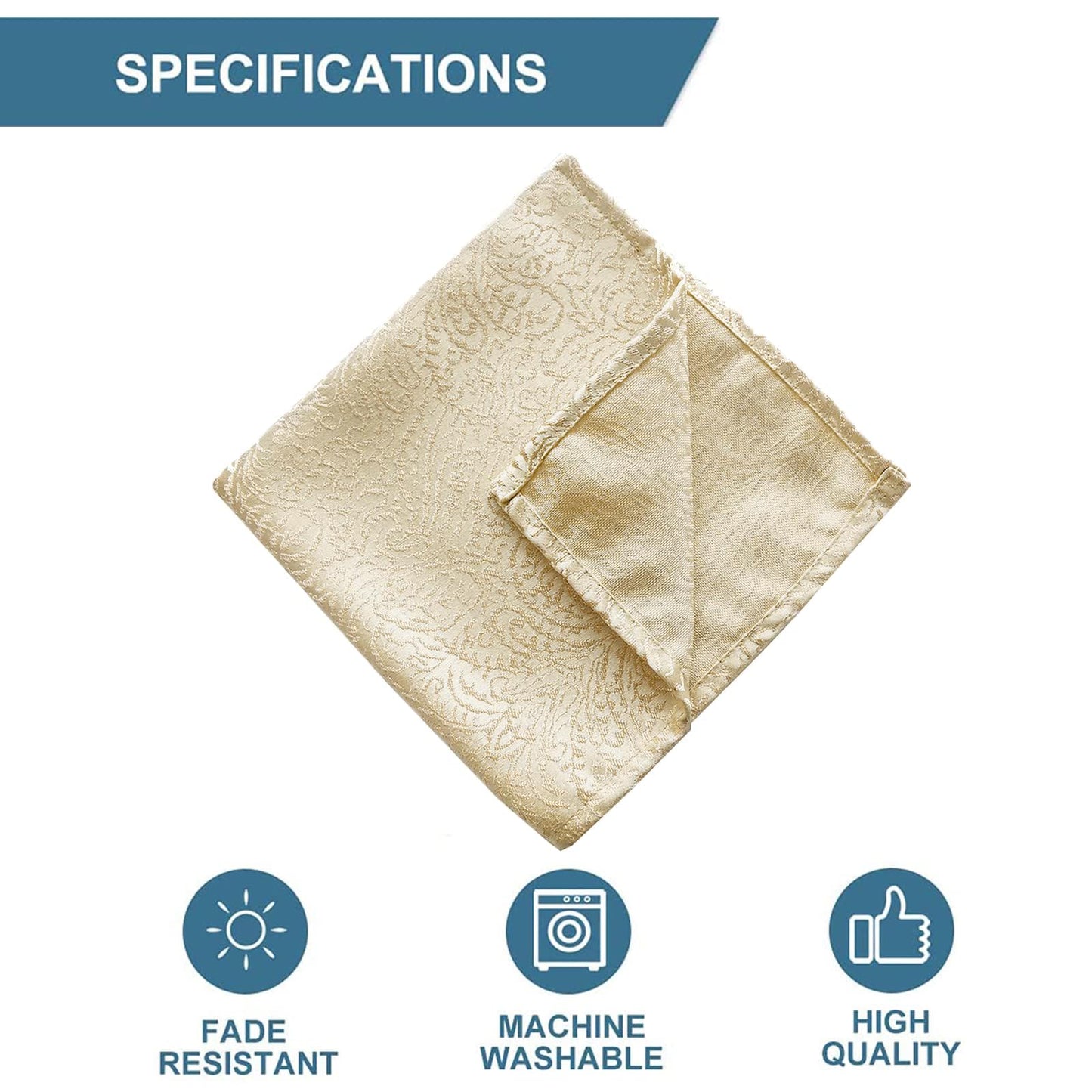 ZIWUROAD Cloth Napkins Beige, Set of 6 Washable Cotton Polyester Dinner Napkins 18 x 18 Inch Ultra Soft Cocktails Napkins Premium Quality Yarn-Dyed Jacquard Fabric Table Napkins with Hemmed Edges