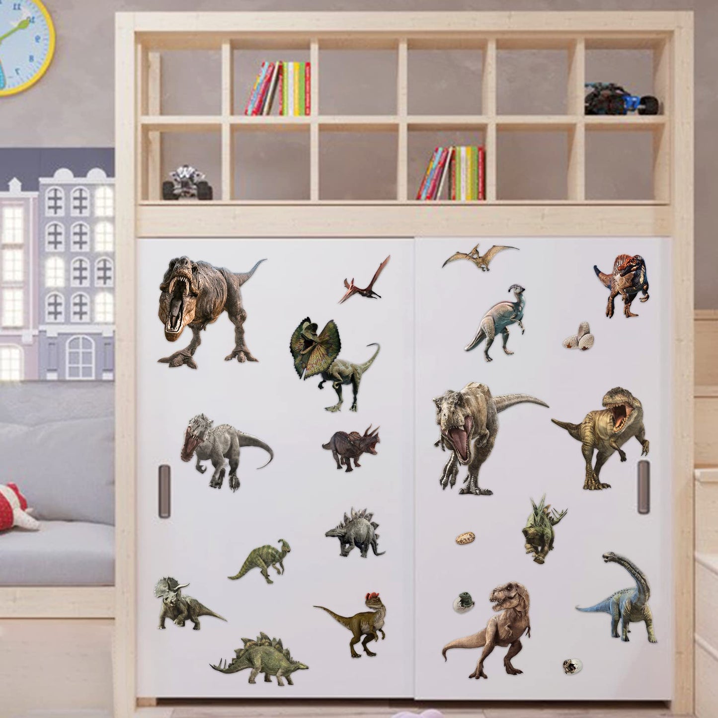 22 Dinosaur Wall Decals - Peel & Stick Removable Dinosaur Wall Stickers for Boys, Kids, Adults & Home Decoration