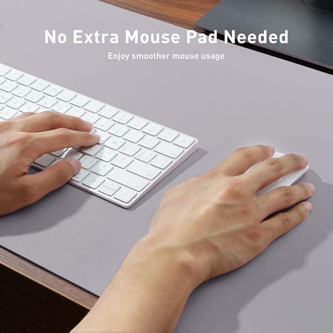 Aothia Faux Leather Desk Mat - Non-Slip PU Leather Desk Blotter, Waterproof Writing Surface, Large Desk Pad for Office & Home (Smoky Lavender, 55" x 17")