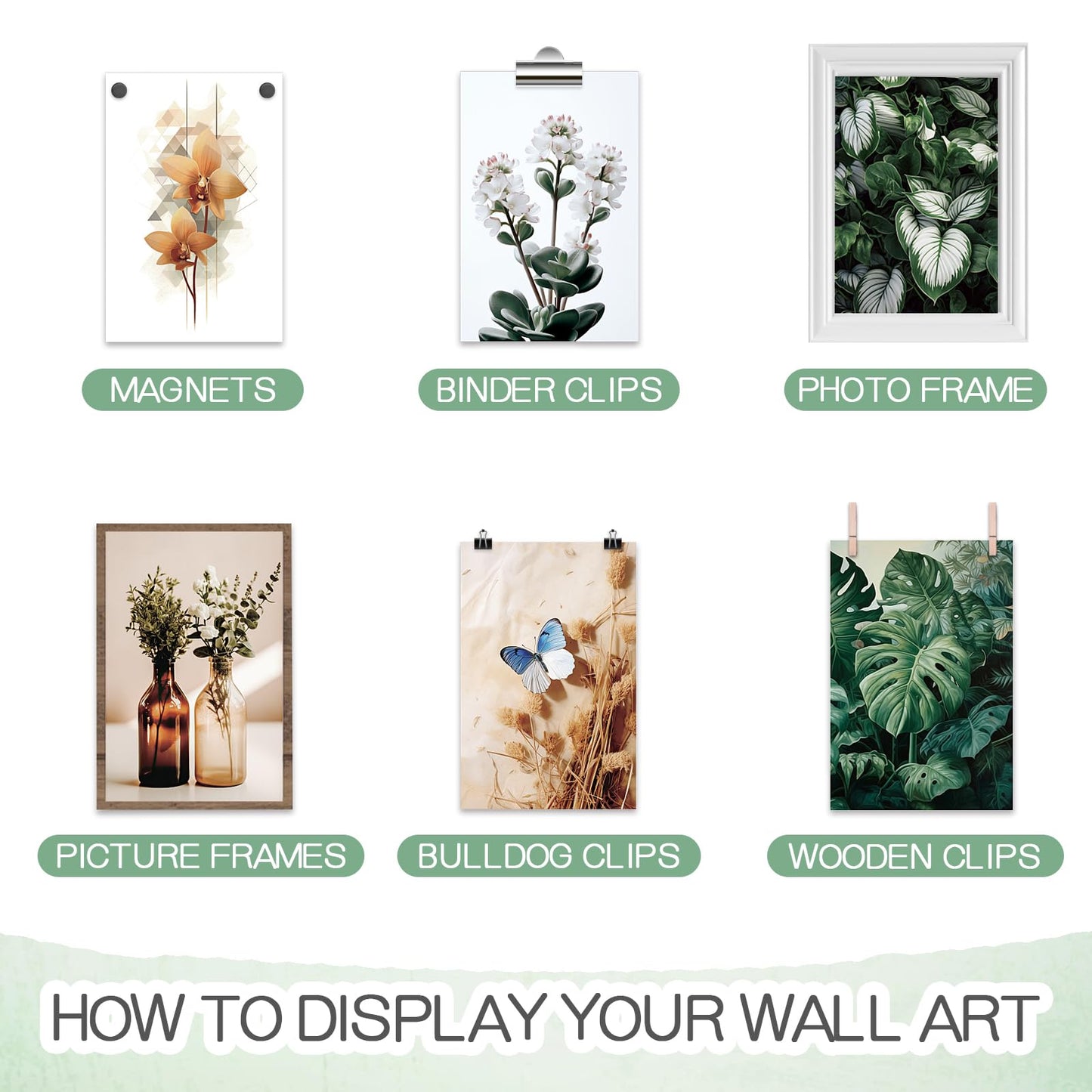 LIIGEMI 70PCS Botanical Wall Collage Kit Aesthetic Pictures, Photo collage kit, Bedroom Decor for Teen Girls, VSCO Girls Bedroom Decor, Aesthetic Posters，70 Set 4x6 Inch (Green)