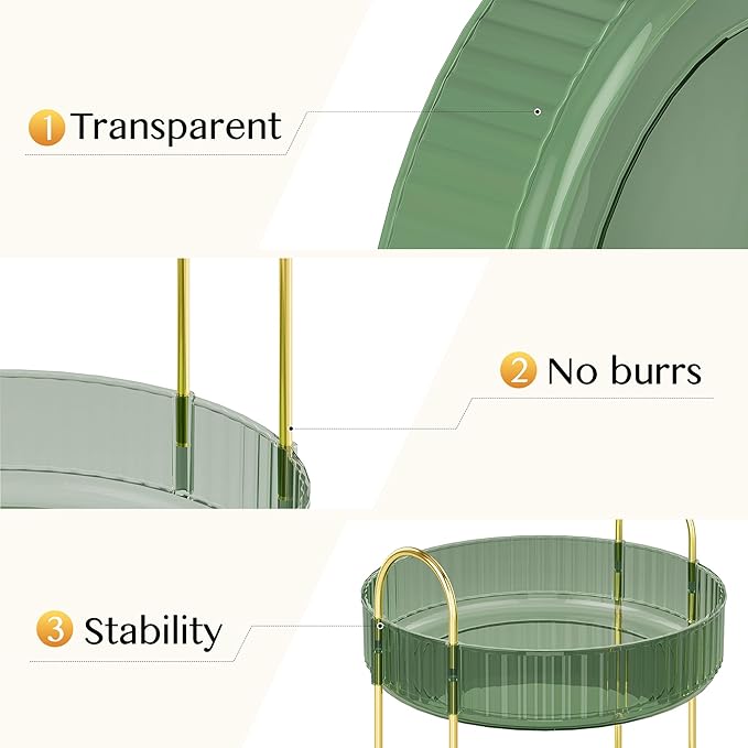 Rotating Makeup Organizer Countertop,Skincare Organizers,Spinning Perfume Tray Stand,Makeup Storage Organizer for Vanity,Bathroom Organizer and Storage,Lazy Susan,3 Tier,Green