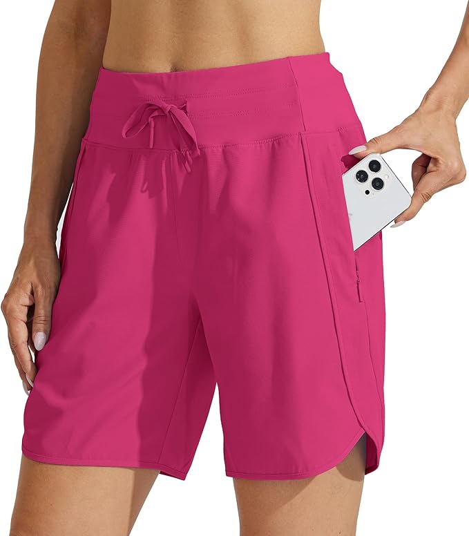 Willit Women's 7" Athletic Running Shorts Long Workout Hiking Shorts Quick Dry High Waisted Active Zipper Pocket(3X-Large)