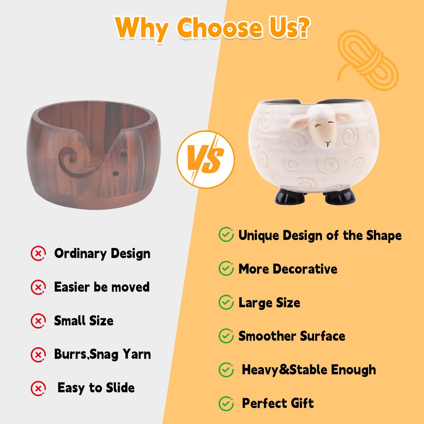 Weabetfu Sheep Ceramic Yarn Bowl Knitting Yarn Bowl Handmade Craft Knitting Bowls Crocheting and Knitting Supplies Organizer,Perfect for Mother's Day and Christmas Gift