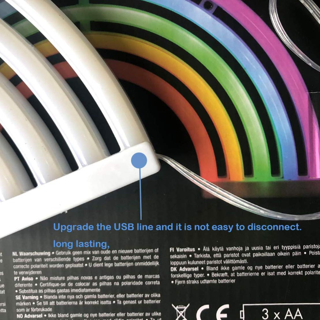 QiaoFei Rainbow Neon Light Signs, Wall Decor for Girls Children Baby Room LED Lamp, Battery or USB Operated Table Night Lights