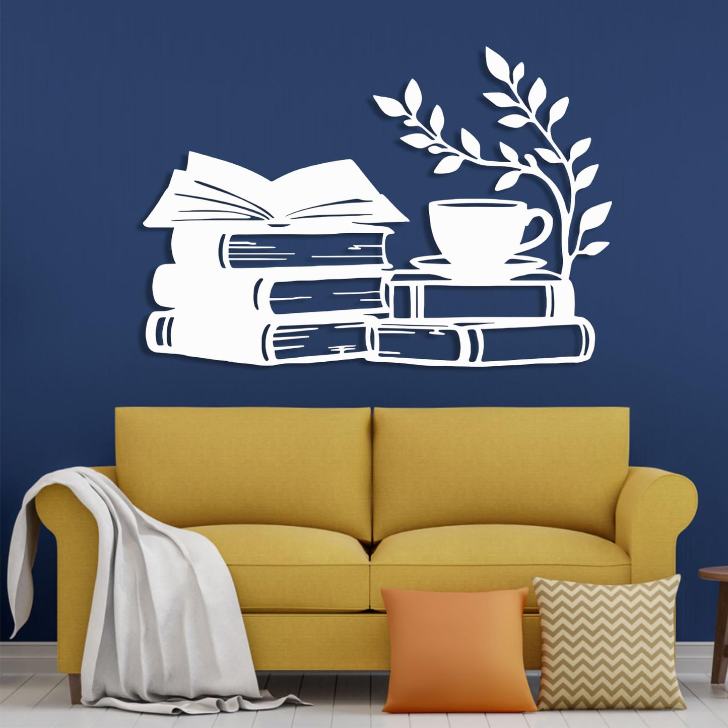 Books Metal Wall Art, Metal Books Wall Decor, Reading Room Wall Decor, Book Wall Sign, Home Decor Living Room, Study Room Art (Gold, 35"x24"|90x61cm)