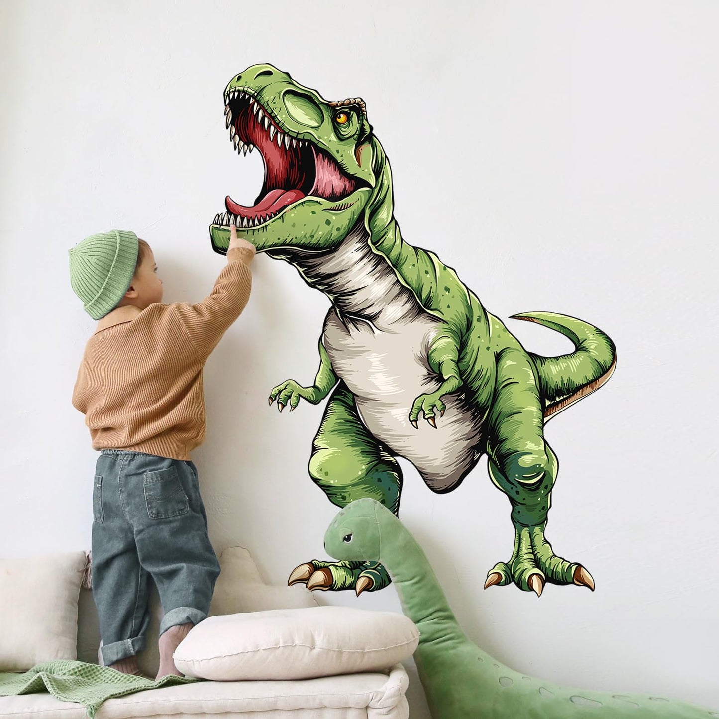 Tanlaby Large Dinosaur Wall Decals T-rex Wall Stickers Peel and Stick Decal for Baby Boys Kids Bedroom Nursery Playroom Decor（31.1×40.6in）