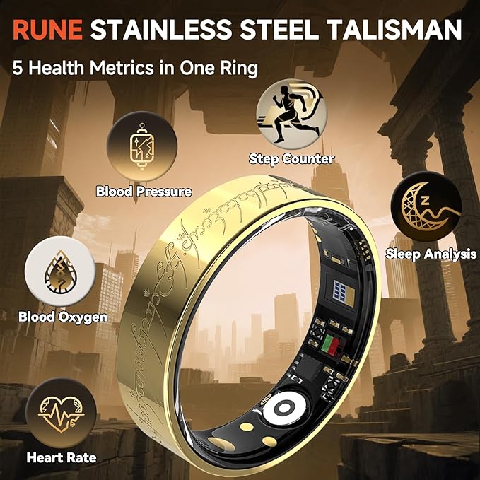 Ultra Smart Ring for Women Men,Health Fitness Tracker with Sleep/Blood Pressure/Oxygen Monitoring, Heart Rate & Activity Tracking,IP68 Waterproof, 5+Day Battery,No Subscription Fee 1-Silver 12