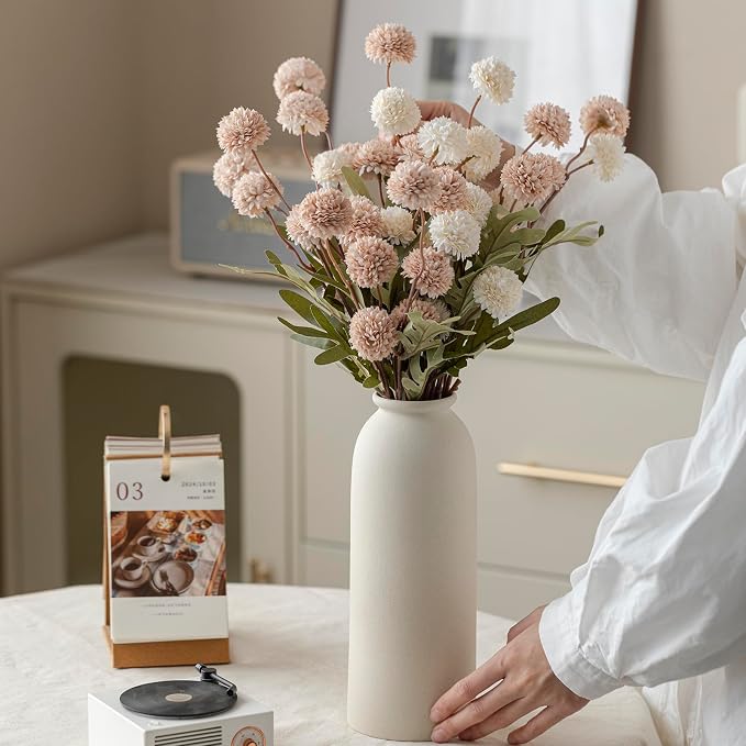 Ceramic Vase Set-3, Large Flower Vases for Decor, Modern Boho Farmhouse Style, 10.4 Inch Tall, 4 Inch Width, Beige Color, Decorative Vases for Pampas Grass, Dried Flowers and Fresh Flowers (XL Beige)