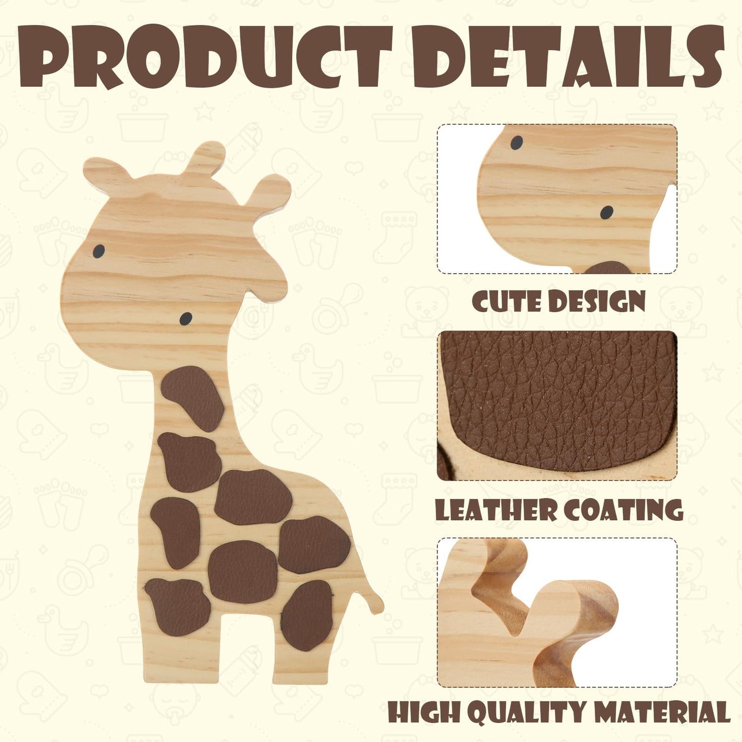 Barydat 3 Pcs Wood Safari Nursery Decor Cute Woodland Animal Nursery Safari Decoration Woodland Animal Jungle Themed Room Decor Giraffe Lion Elephant Art for Baby Shower Bedroom Boy Girl Gifts