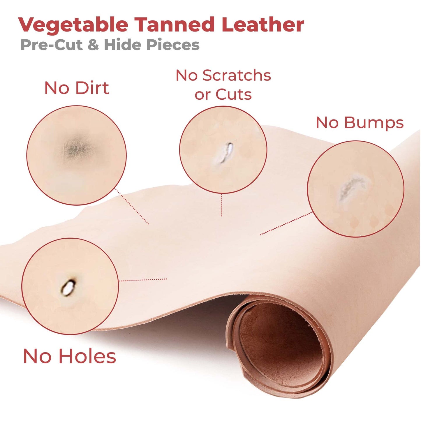 ELW 11-12 oz (4.4-4.8mm) Thickness Weight Pre-Cut 10-12 SQ FT Vegetable Tanned Leather Cowhide Grade AB Full Grain Leather for Tooling, Carving, Engraving, Molding, Embossing, Stamping, & Dyeing