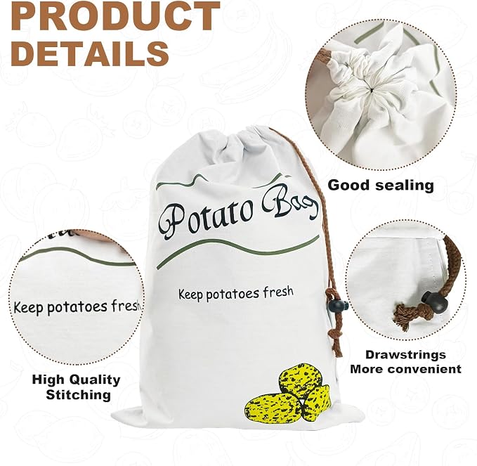 Potato & Onion Sprout-Free Vegetable Storage Bags - White