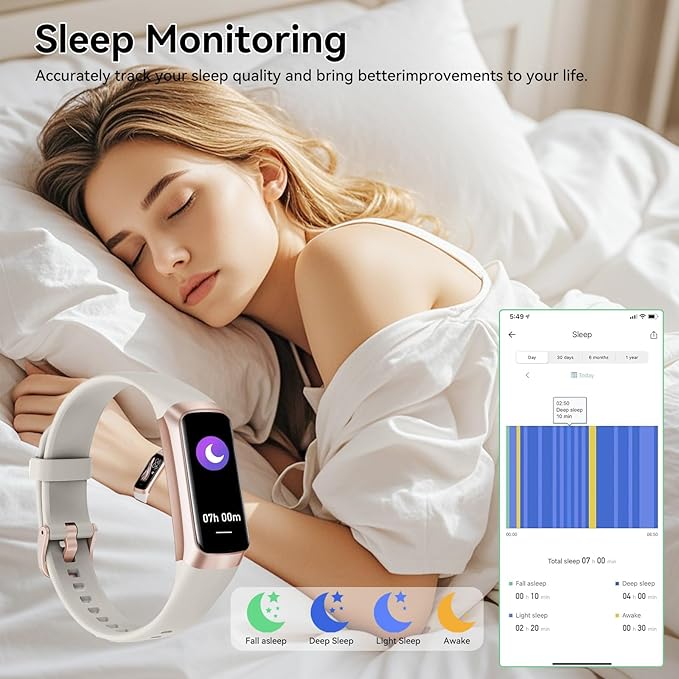 Fitness Tracker with 24/7 Heart Rate, Blood Oxygen Blood Pressure Sleep Monitor, Activity Trackers 5 ATM Waterproof,Step Calorie Counter Pedometer Health Smart Watch for Women Men (Beige)