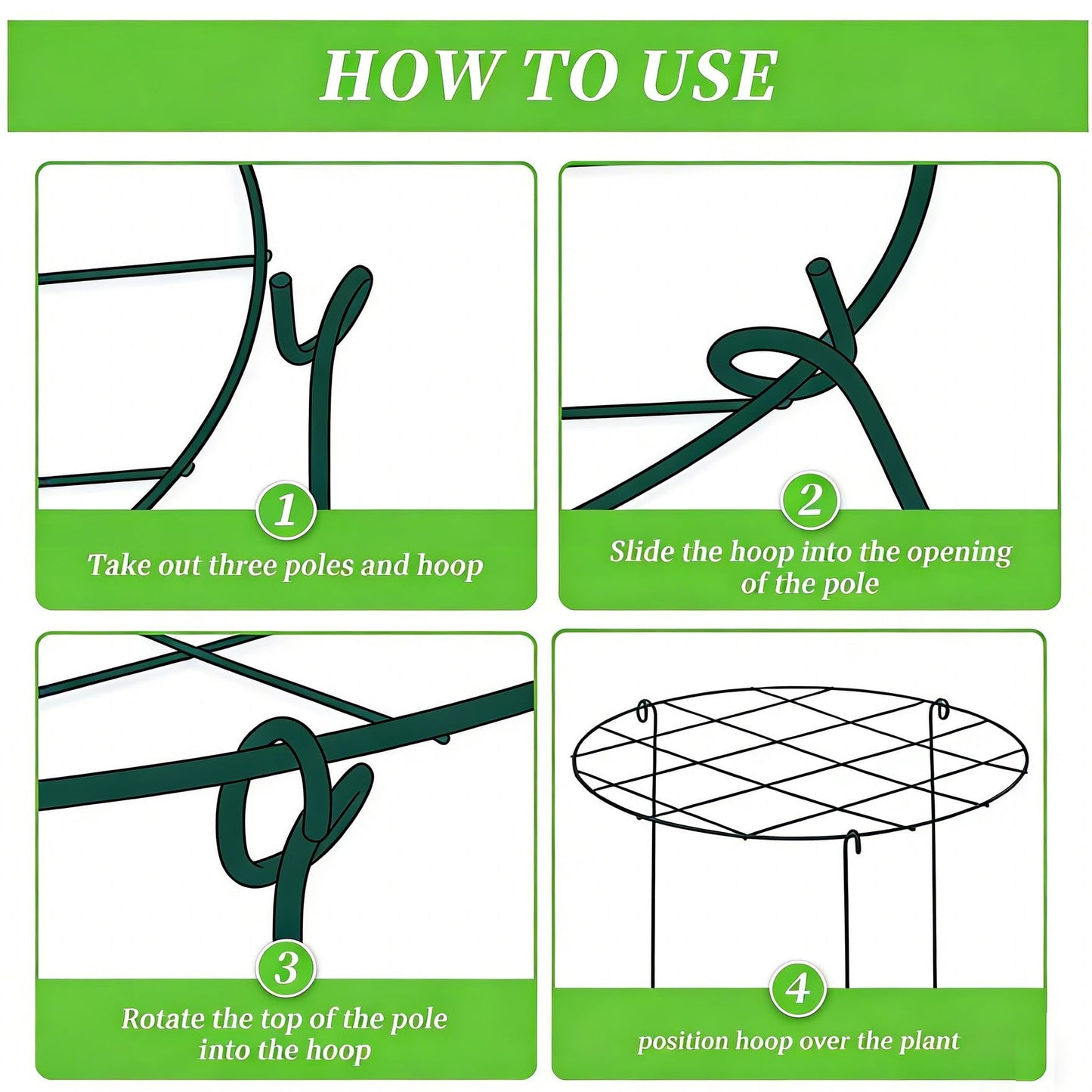MTB Supply 5 Pack 16 x 24 inch Peony Cages,Grow Through Plant Support Stakes, Flower Support Hoops Heavy Plants Brace Rings