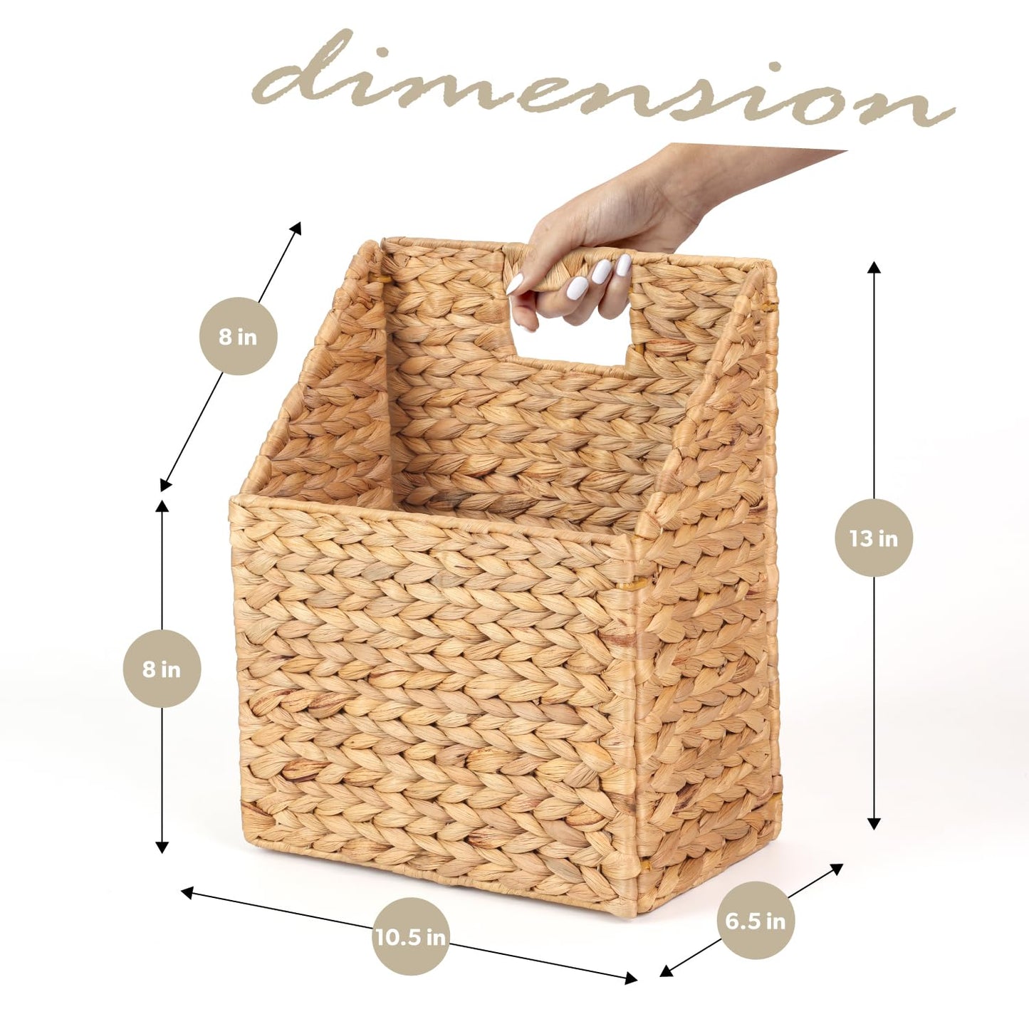 Wicker Hanging Storage Basket (10,5"Lx6,5"Wx13"H), Set of 2 Wall Baskets, Water Hyacinth Baskets, Wall Decor Hyacinth Basket Hanging for Organizing Files, Mails, Books, Magazine,...