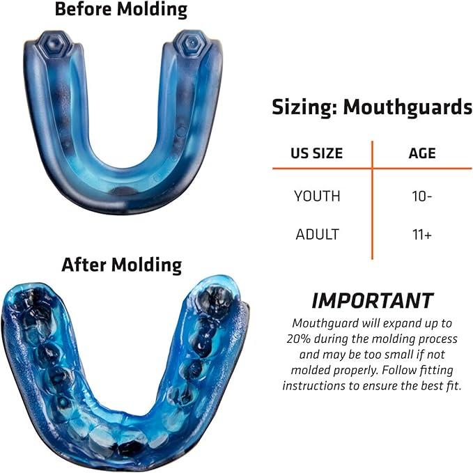 Shock Doctor Mouth Guard Sports, Hockey, Lacrosse, Baseball, Wrestling Moutguard, Gel Max Heavy Duty Protection & Custom Fit, Football Mouth Guard with Strap, Adult & Youth Mouthguard