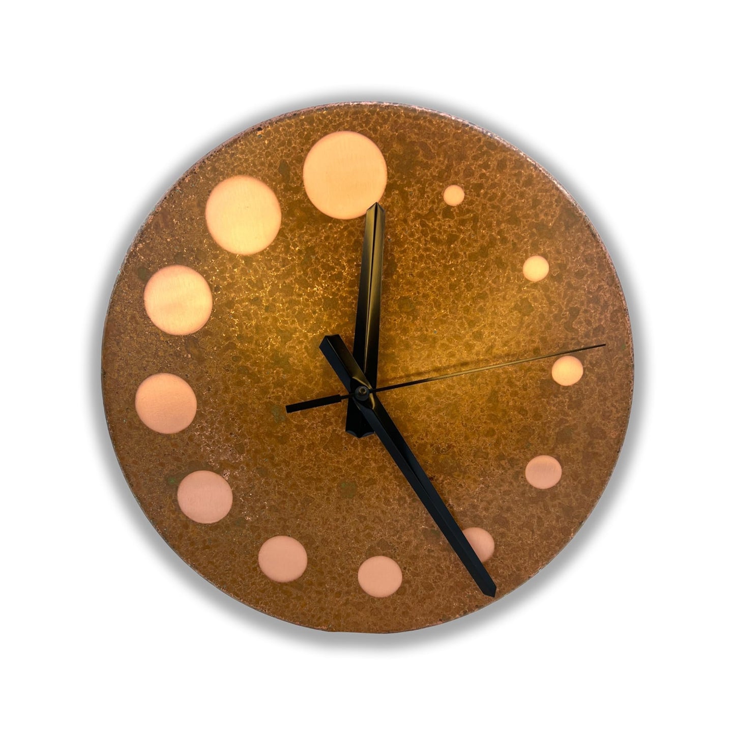 nooc art Handmade Pure Copper Wall Clock for Home Decoration, Decor Clock for Living Room, Bedroom and Kitchen, Rustic Decorative Mural Clock Art for Farmhouse (Circles of Time, 11)