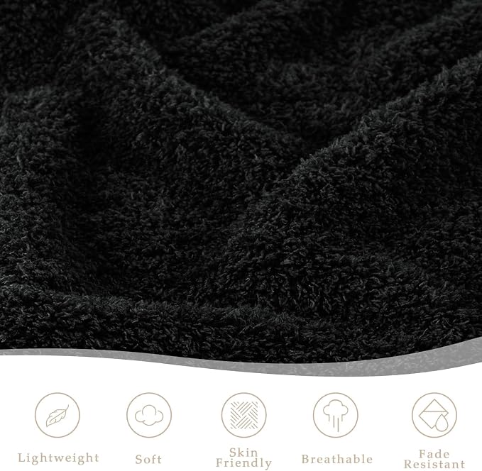 Exclusivo Mezcla Fleece King Size Bed Blanket, Ultra Soft, Lightweight and Fuzzy Black Blanket for Women, Home Decor, 90x104 Inches