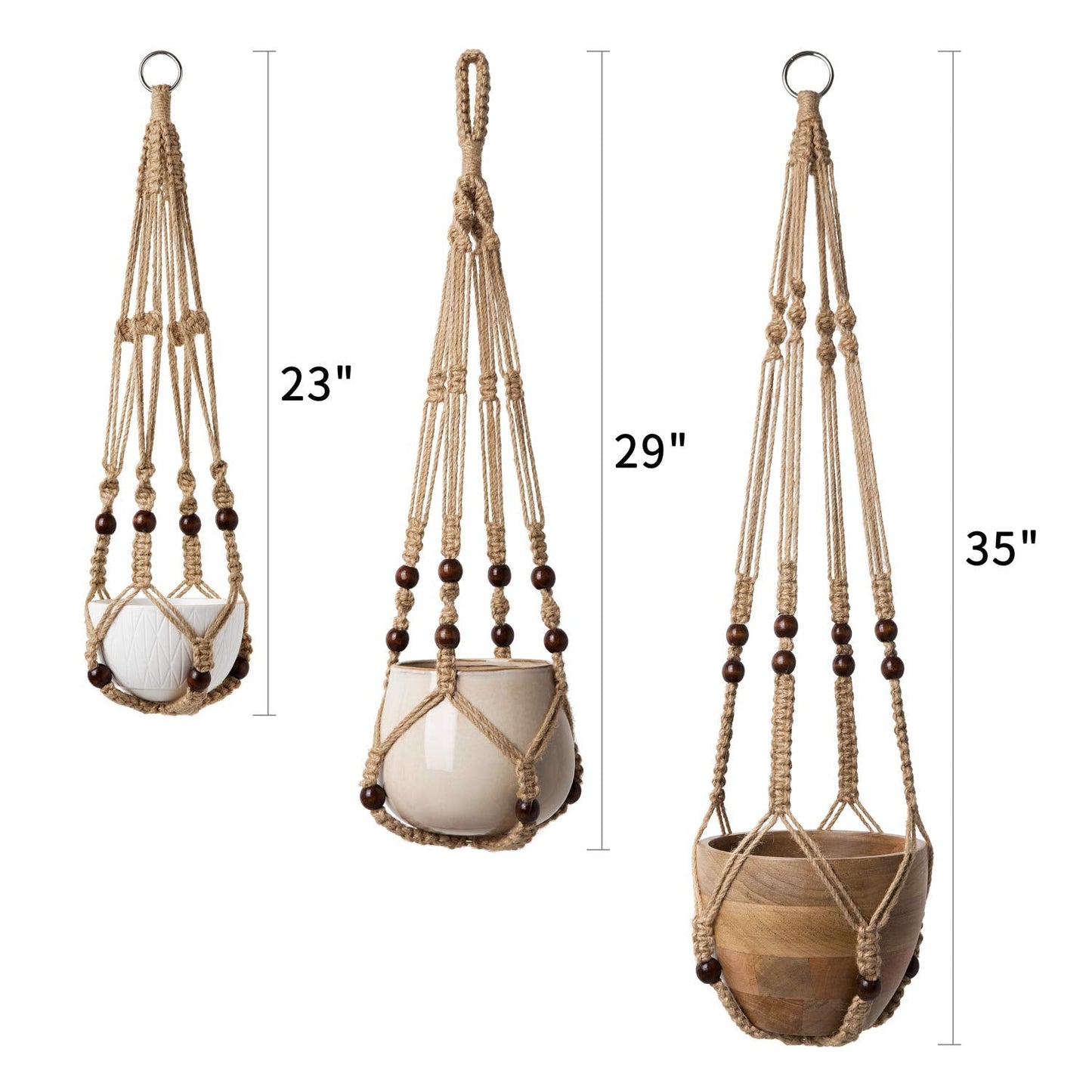 Mkono Set of 7 Macrame Plant Hangers Indoor 6 Different Size Hanging Planter Basket Flower Pot Holder 67"/46"//41"/35"/29"/23", Brown