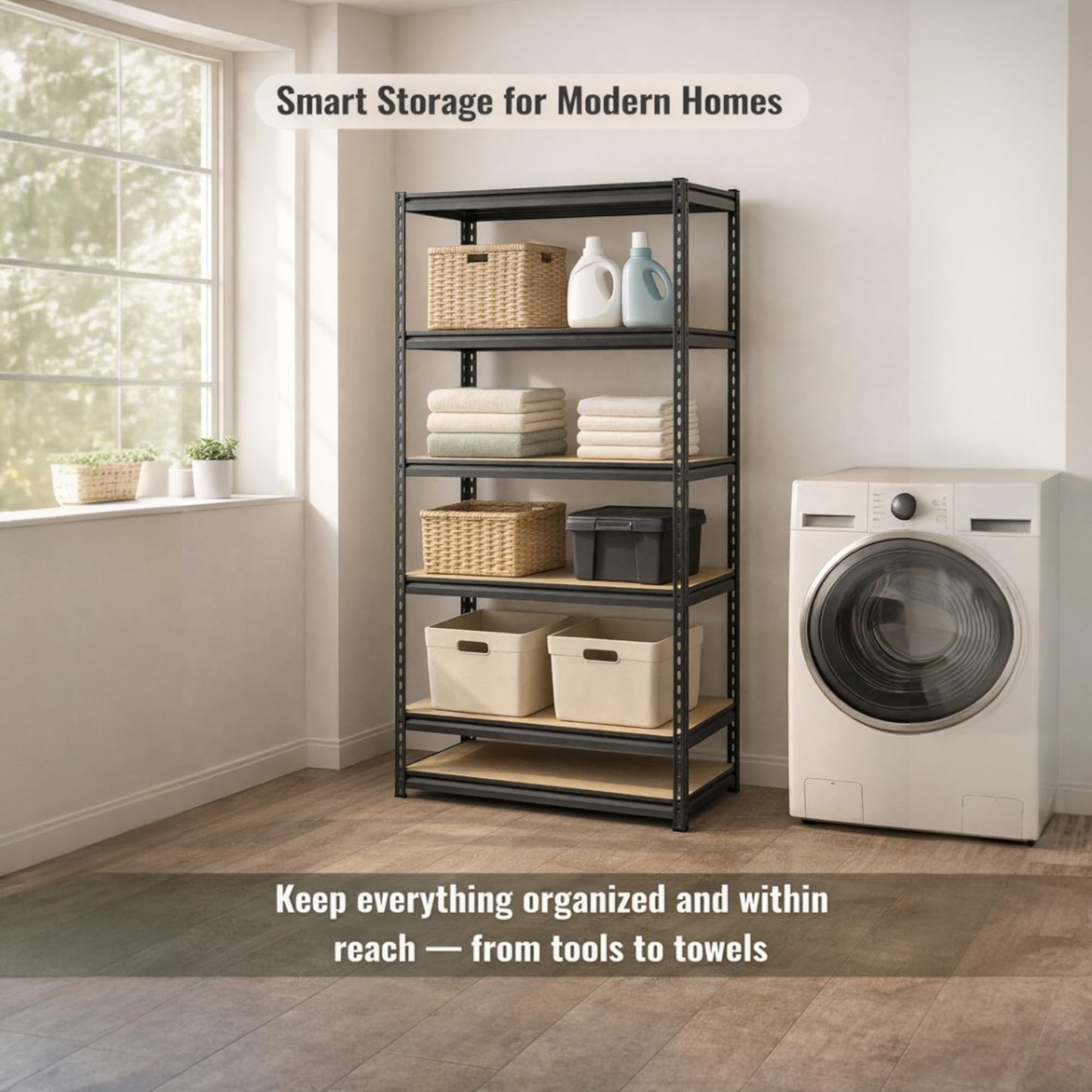 PRO&Family 24"x 72"x 84" 5 Shelves Heavy Duty Shelving Unit - Industrial Garage Storage Rack Z- Beam Storage Shelf Shelf Organizer Metal Wood Storage Shelves System