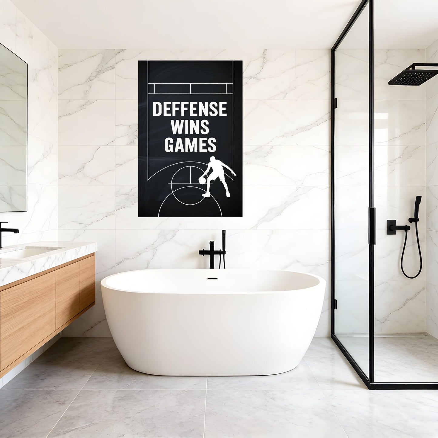 Defense Wins Games Basketball Motivation Poster Minimalist Inspirational Wall Art For Athletes And Teams Printing Posters Unframe-style 08x12inch(20x30cm)