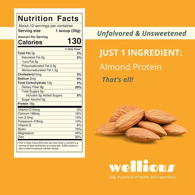 Unflavored & Unsweetened Protein Powder | Vegan - Plant Based Protein Powder Dairy Free for Gut Health, No Sodium, High Fiber, Keto Friendly, Non Dairy, Lactose Free