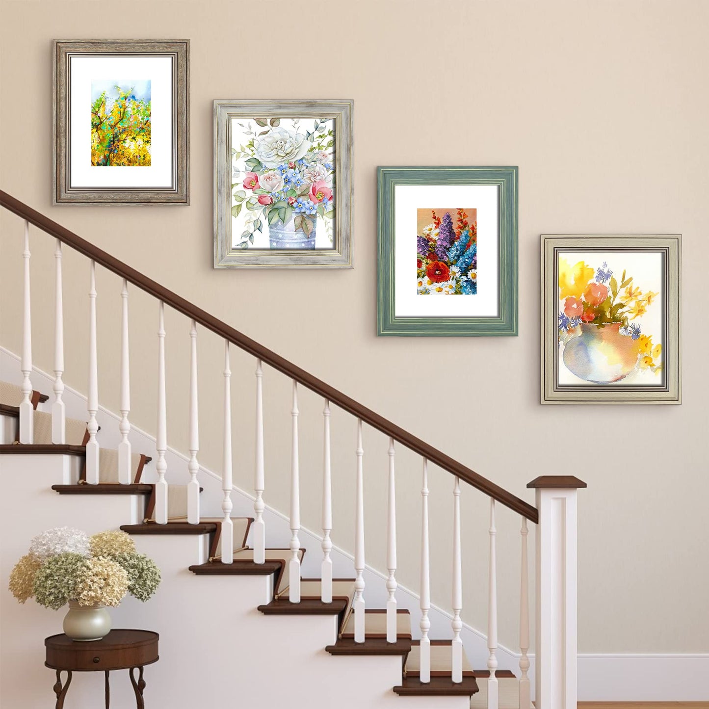 LUCKYLIFE 8x10 Picture Frame Set of 4, Rustic Farmhouse Picture Frames for Table or Wall Hanging
