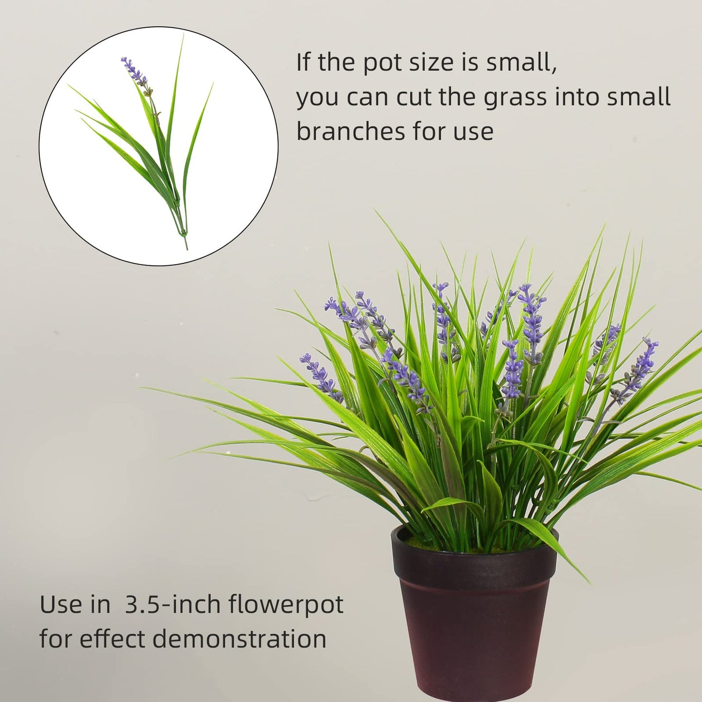 alyptus 12 Bundles Artificial Plants Outdoor Fake Monkey Grass with Flowers for Pot UV Resistant Plant Decor for Window Garden Patio Hanging Planter Pathway Front Porch (Grass with Flowers)