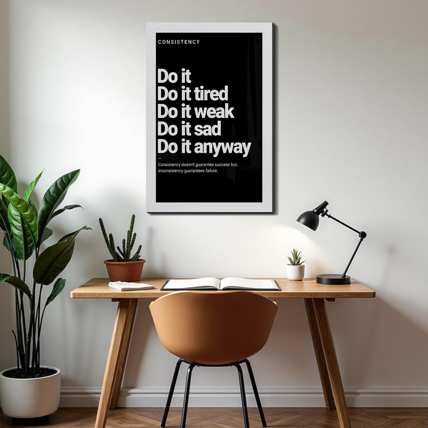 Do it Motivational Wall Decor for Office, Positive Quotes Canvas Art, Framed Wall Art for Living Room, Black and White Inspirational Poster Prints ArtWork Perfect Home Decoration P4