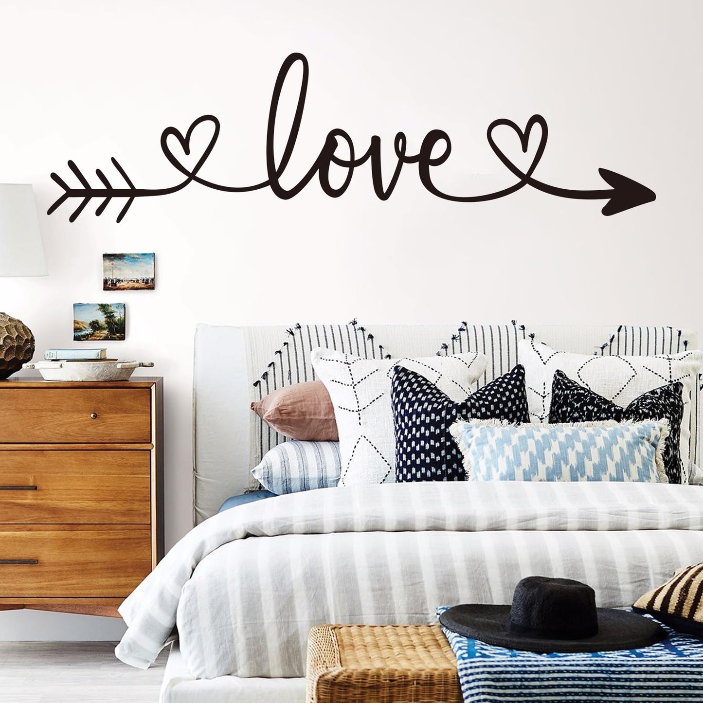 AnFigure Love Quotes Wall Stickers: Inspirational Vinyl Art Couples Wall Decals for Home Bedroom Bathroom Living Room - Love Arrow 25"X7"