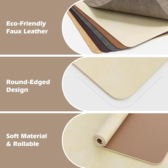 Aofmee Faux Leather Placemats Set of 6 - Waterproof - Wipeable - Washable - Heat Resistant - Anti Slip Stain Resistant Kitchen Dining Table Place Mats, Suitable for Indoor & Outdoor Use, Easy to Clean