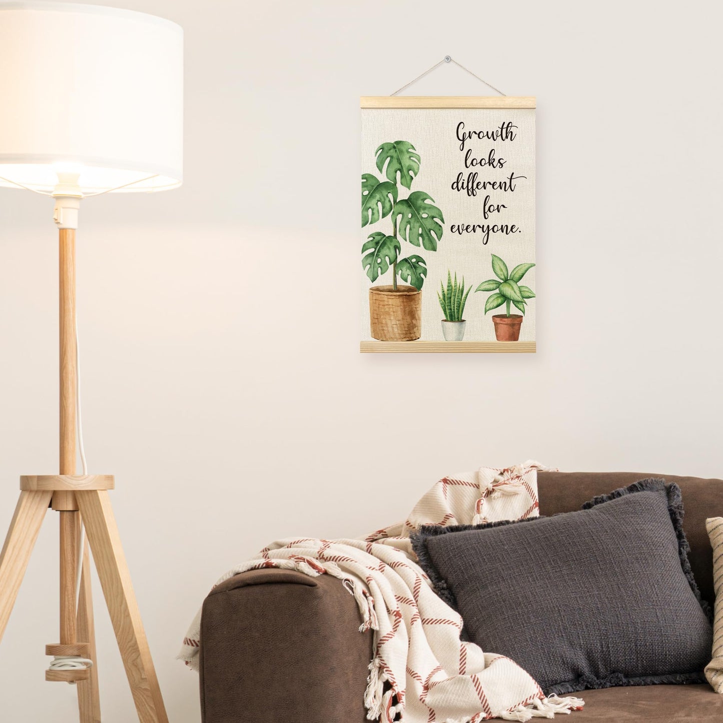 TLESKE Mental Health Wall Art Poster for Therapist Therapy Counseling Office, Motivational Inspirational Wall Decor for Classroom, Growth Looks Different for Everyone Poster with Hanger Frame 12x16