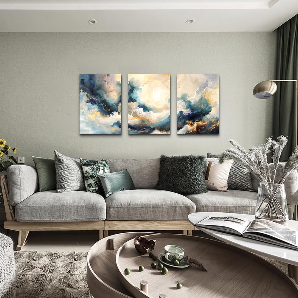 TTHYUEWS Canvas Wall Art - Modern & Minimalist Abstract Ink Paintings - Framed Canvas Prints for Living Room, Bedroom, Office & Bathroom - 3 Piece Set