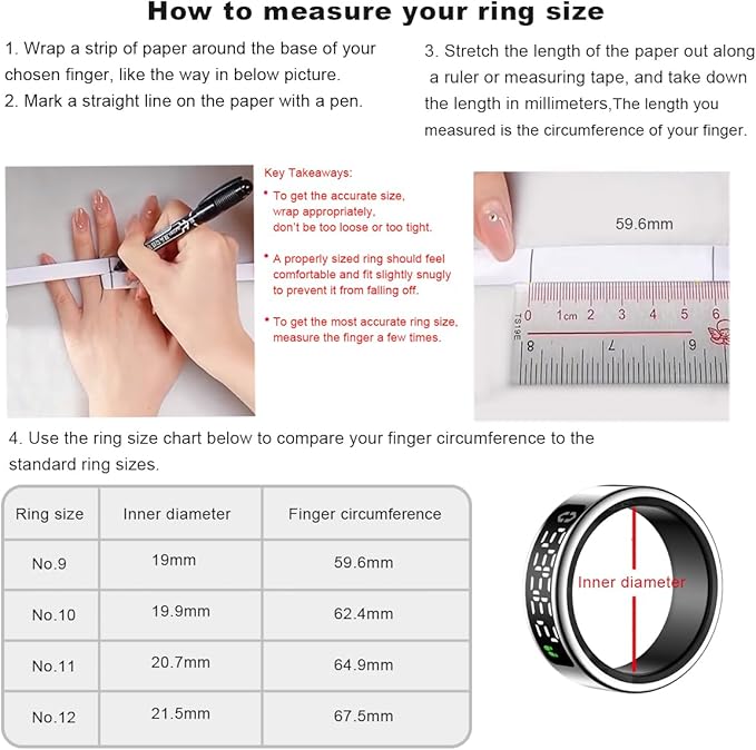 Smart Health Ring with Screen,for Women Men Fitness Tracker Heart Rate, Blood Oxygen, HRV,Sleep Monitoring, Step Counting, IP68 for iPhone and Android, No Subscription Fee (Silver, 12#)