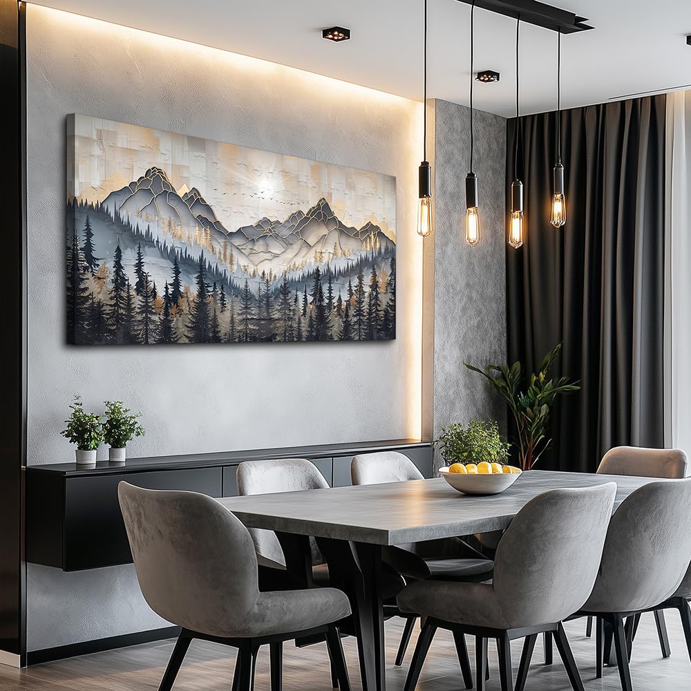 PHAOHUAXM Large Wall Art For Bedroom Wall Decor For Living Room Modern Office Dining Room Decor Abstract Ink-Wash Landscape Mountain Wall Pictures Printed Canvas Mountain Artwork Home Decor 20"X40"