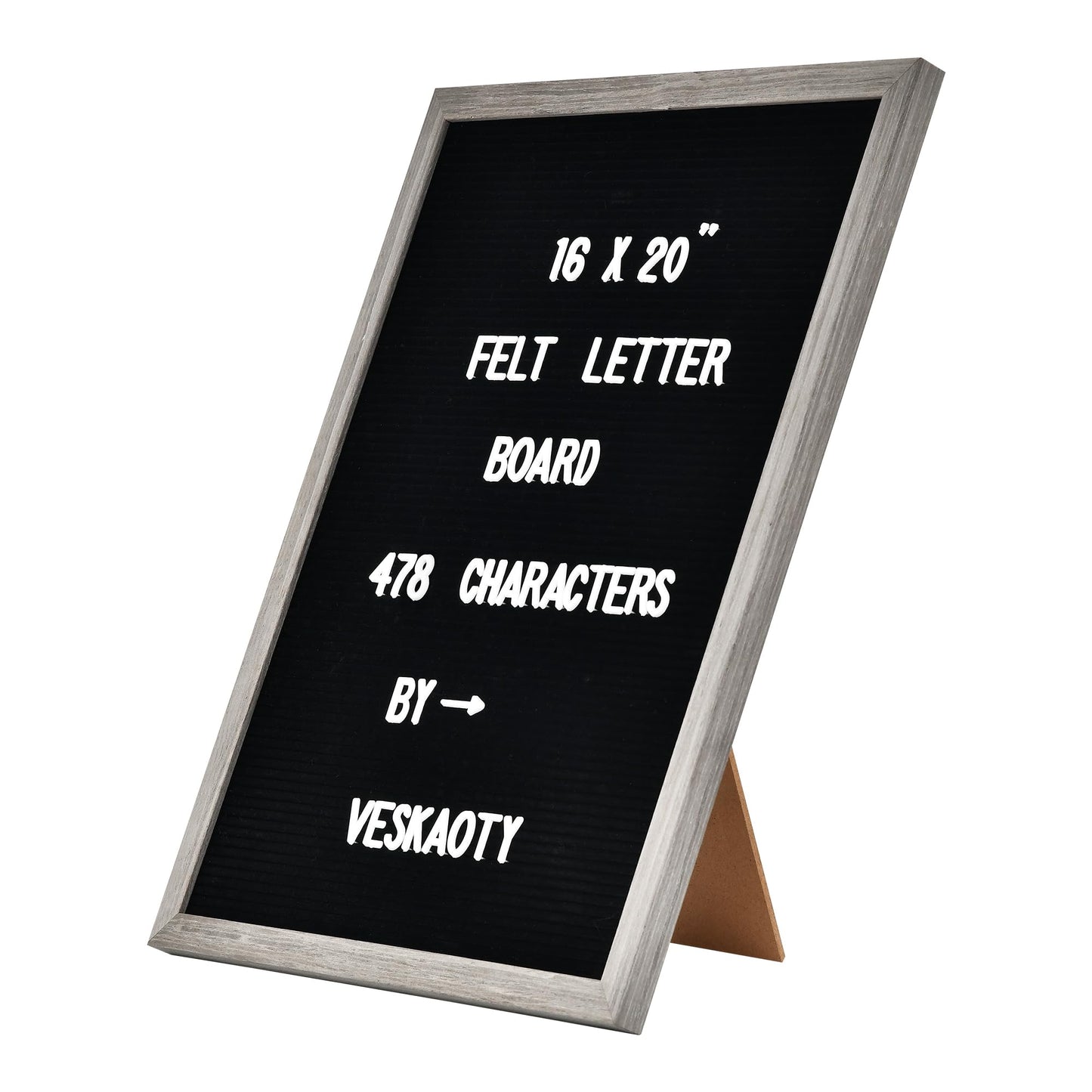 Felt Letter Board with 478 Letters, Numbers & Symbols - 16 x 20 inch Large Changeable Message Board with Wooden Frame Wall Mount Hook,2 Canvas Bags,Wood Stand (Black Board & Wood Frame)