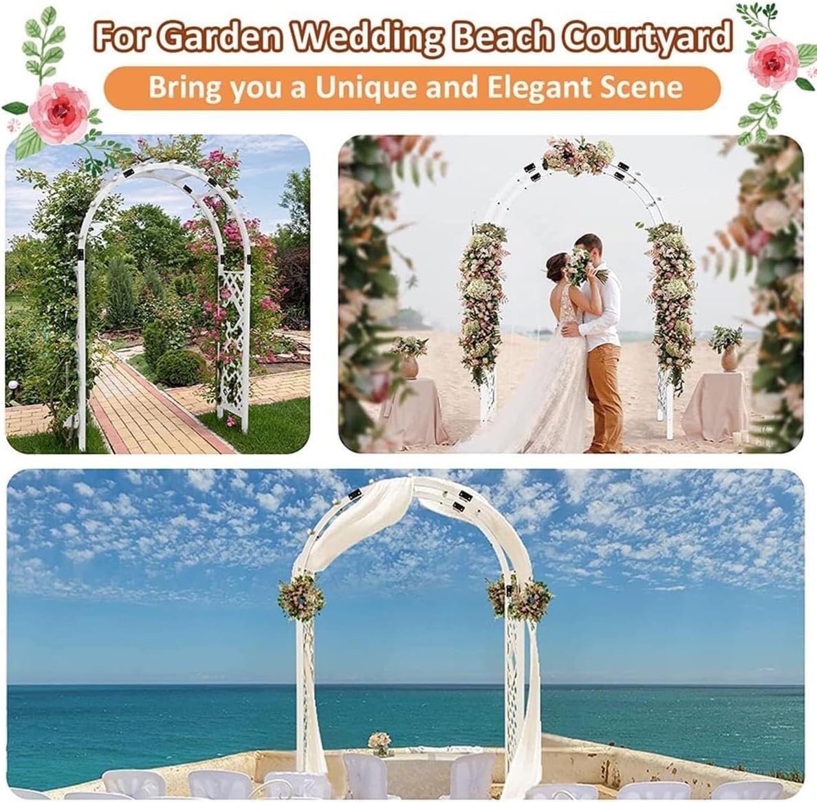 Heavy Duty Wedding Arch Wooden Garden Arbor Weatherproof Rose Archway Trellis for Climbing Plants Easy to Assemble 1.2m 1.4m 1.6m 1.8m(120cm/47.2inch)
