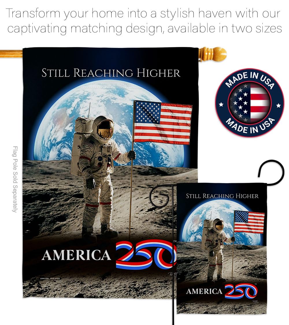 America 250 Flag Astronaut Milestone Embroidered American Flags for Outside House Applique Tapestry Pack Official Licensed Merchandise Wall Decor Canvas Moon Landing Banner USA 250th Anniversary