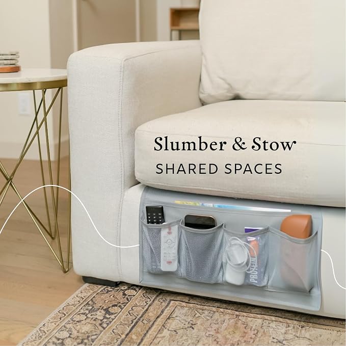Houseify Slumber & Stow Hanging Bedside Caddy - 5 Pocket Bed Caddy Organizer for Tablets, Magazines, Phone, Glasses, Remotes & More - Ideal Storage For Dorm, Bedroom & Living Areas - 10"x17.3"