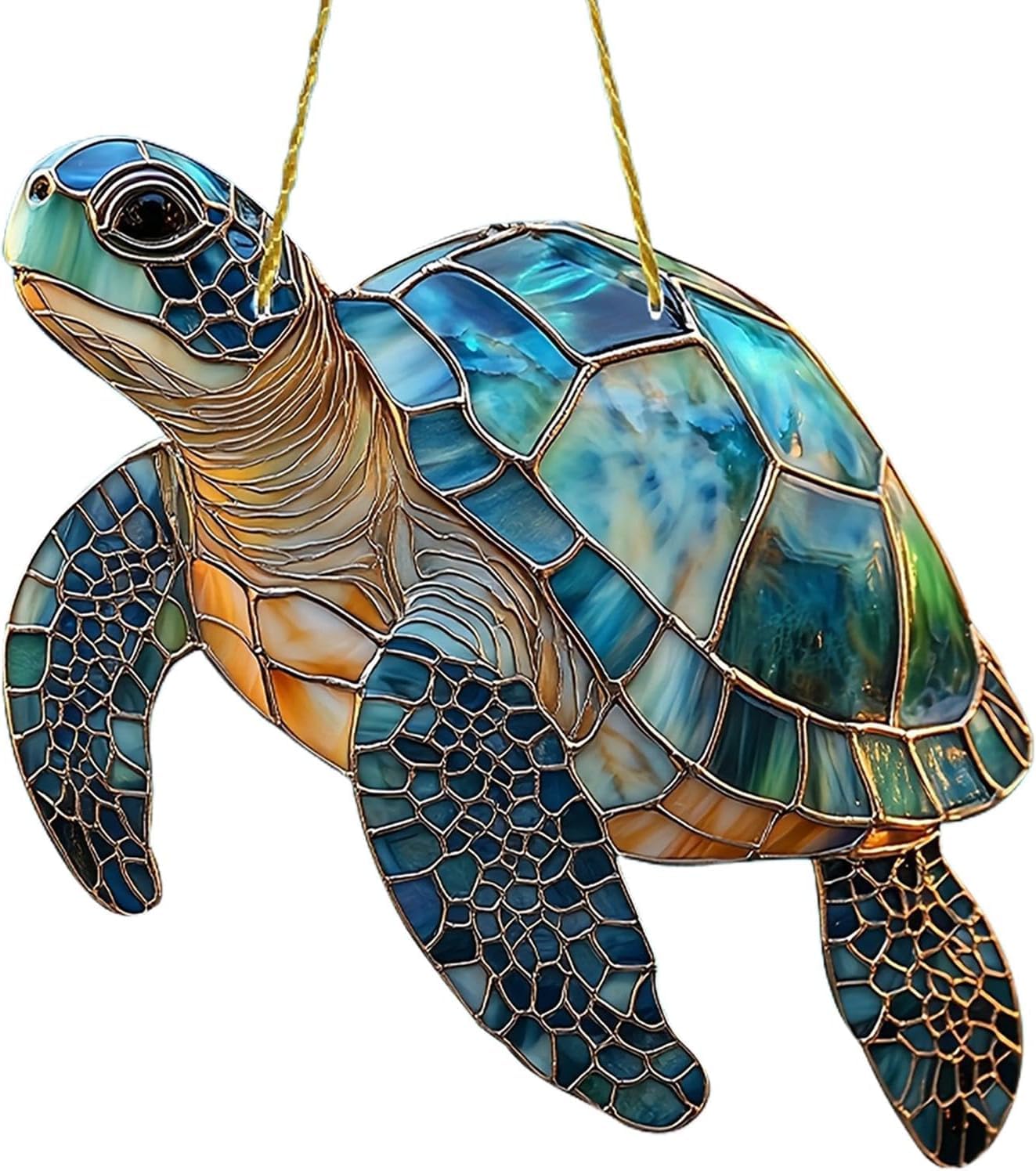 2D Acrylic Turtle Window Hanging Sun Catcher, Stained Glass Style, Beach Themed Home Decoration