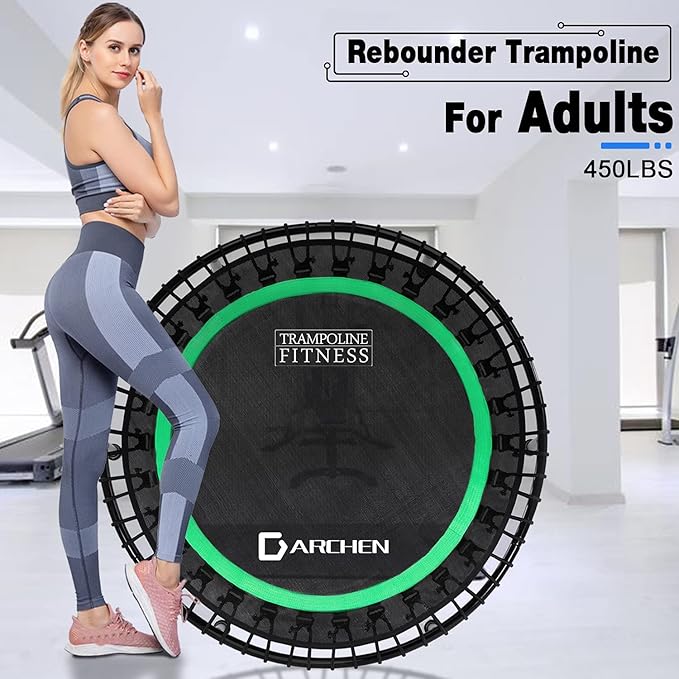 DARCHEN 450 lbs Mini Trampoline for Adults, Indoor Small Rebounder Exercise Trampoline for Workout Fitness for Quiet and Safely Cushioned Bounce, [40 Inch]