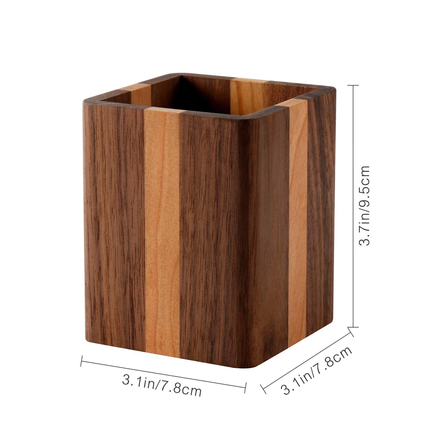 YOYAI Walnut Pencil Holder Wood Pen Holder For Desk Pen Cup Organizer Ofiice Pencil Stand Simple(Cherry center walnut side)